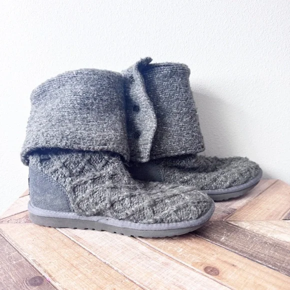 Ugg Lattice Knit Gray Quilted Women's Boots - Picture 15 of 15